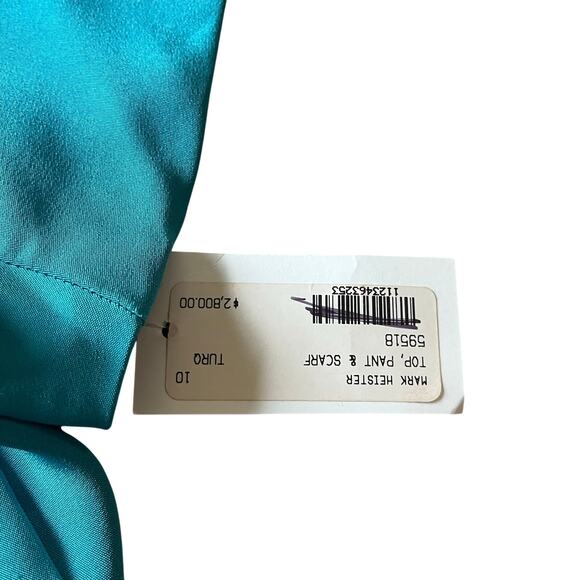 Mark Heister‎ Women's M Blouse 100% Silk Business Casual Office Blue Turquoise - Picture 2 of 8